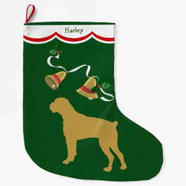 ゴールデンボクサー犬のホリデーベル ラージクリスマスストッキング