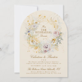 ゴールデンボタニカルリースロマンチックなリハーサル 招待状