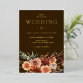 ゴールデンボヘミ結婚アンフローラ金ゴールド 箔招待状 (立ち正面)