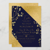 ゴールデンボホフローラシック秋オールインワン結婚ズアイ 招待状 (正面/裏面)