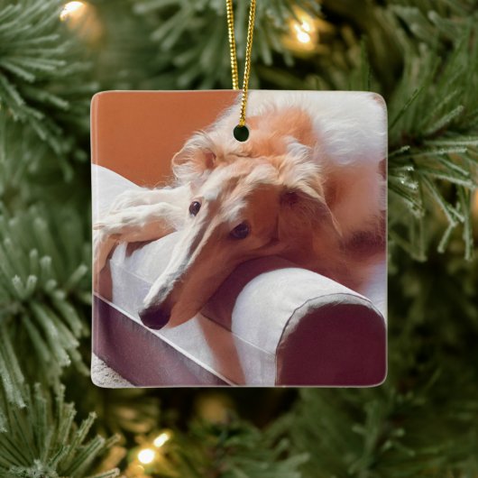 ゴールデンボルゾイクリスマスの飾り セラミックオーナメント (ツリー)