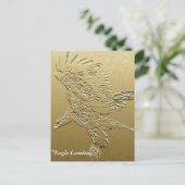 "ゴールデンボーイ"着陸用イーグルゴールドフォイル効果芸術 ポストカード (スタンド正面)