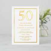 ゴールデンボーダー 50周年 結婚記念日 ゴールド 箔招待状 (立ち正面)