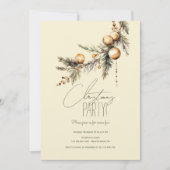 ゴールデンボール付きクリスマスモミの枝パーティー 招待状 (正面)