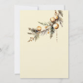 ゴールデンボール付きクリスマスモミの枝パーティー 招待状 (裏面)