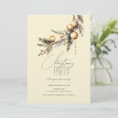 ゴールデンボール付きクリスマスモミの枝パーティー 招待状 (スタンド正面)