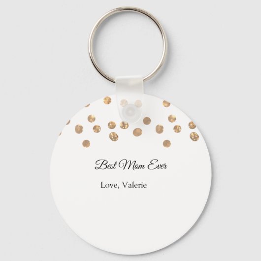 ゴールデンボール最高のグリッターママは常に名前の母親を追加 キーホルダー (正面)