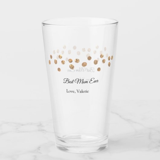 ゴールデンボール最高のグリッターママは常に名前の母親を追加 タンブラーグラス (正面)