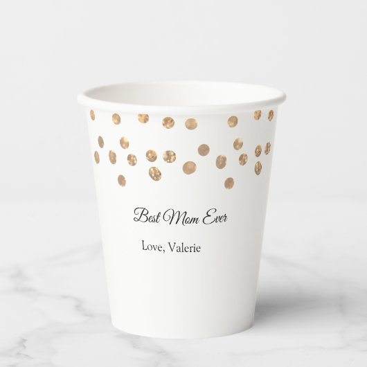 ゴールデンボール最高のグリッターママは常に名前の母親を追加 紙コップ (正面)