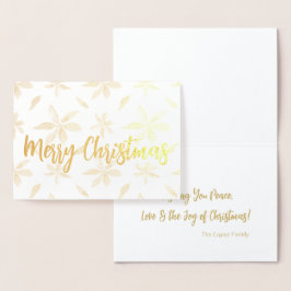 ゴールデンポインセチアパーソナライズされたメリークリスマス 箔カード