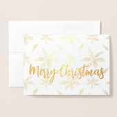 ゴールデンポインセチアパーソナライズされたメリークリスマス 箔カード (封筒付き正面)