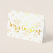 ゴールデンポインセチアパーソナライズされたメリークリスマス 箔カード (正面)