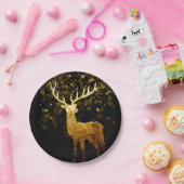 ゴールデンポリゴンジオメトリックディアー ペーパープレート (パーティー)