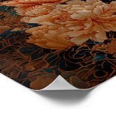 ゴールデンマイトレヤブッダピンクフラワーズイラストレーション ポスター (角)