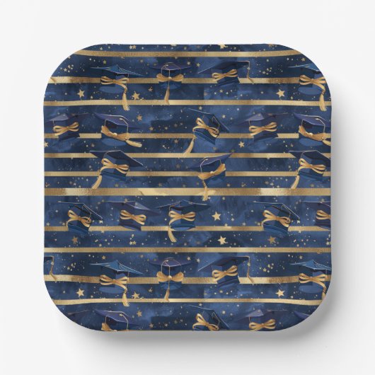 ゴールデンマイルストーン：星空の卒業エレガンス ペーパープレート (正面)