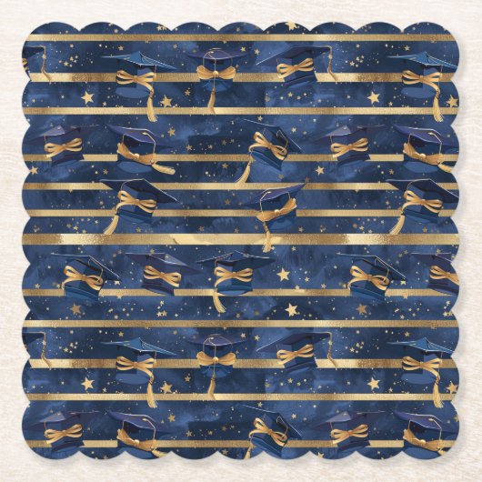 ゴールデンマイルストーン: 星空の卒業式の華やかさ ペーパーコースター (正面)