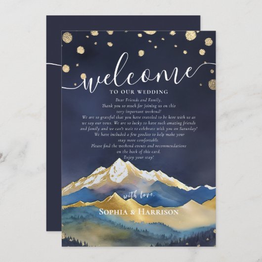 ゴールデンマウンテンウェディング ウェルカムレター & アイテムナー 招待状 (正面/裏面)