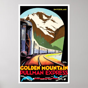 ゴールデンマウンテンスイスヴィンテージ旅行ポスター ポスター