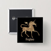 ゴールデンマジカルユニコーンの名前を追加ボタン 缶バッジ (正面&裏面)