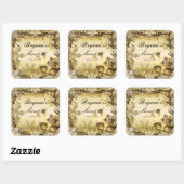 ゴールデンマスカレードマスク&冬の雪エレガント片 スクエアシール (シート)