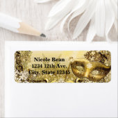 ゴールデンマスカレードマスク&冬の雪エレガント片 ラベル (インサイチュ)