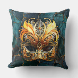 ゴールデンマスクオンティール（緑がかった色）ヴァインバックグラウンド クッション