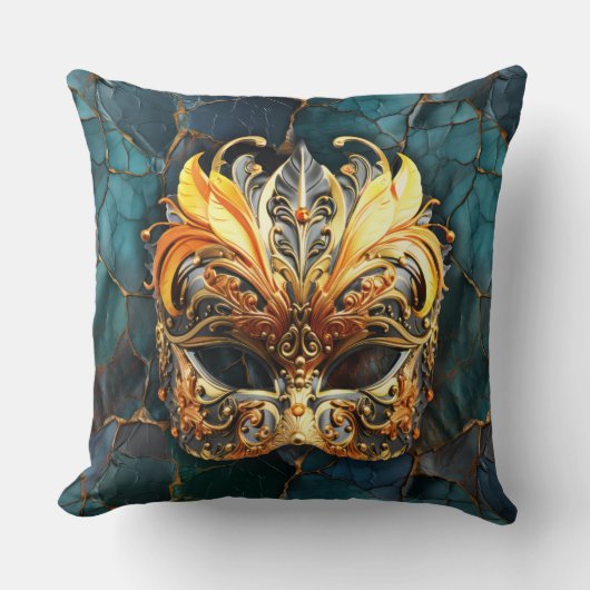 ゴールデンマスクオンティール(緑がかった色)ヴァインバックグラウンド クッション (正面)