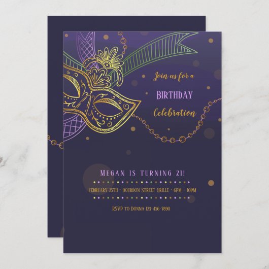 ゴールデンマスクマルディグラ 招待状 (正面/裏面)