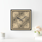 ゴールデンマップルの葉の壁掛け時計 スクエア壁時計 (ホーム)