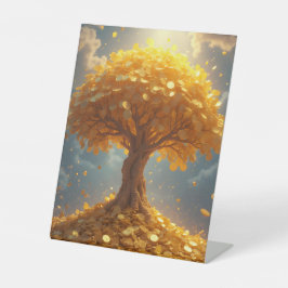 ゴールデンマネーツリー金ゴールドコイン 台座サイン