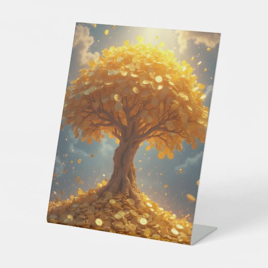 ゴールデンマネーツリー金ゴールドコイン 台座サイン (正面)