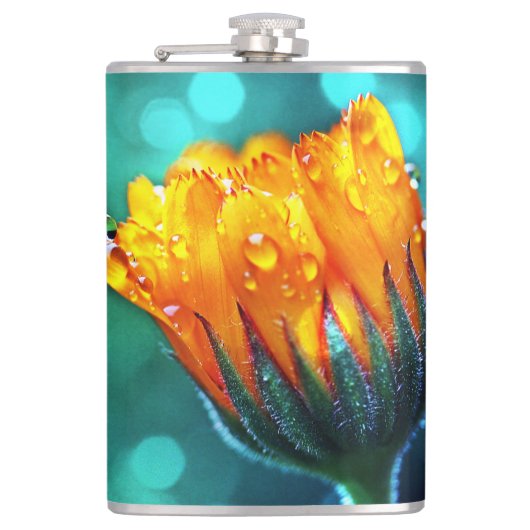 ゴールデンマリゴドオンティール（緑がかった色）《写真》ぼけ味 フラスク (正面)