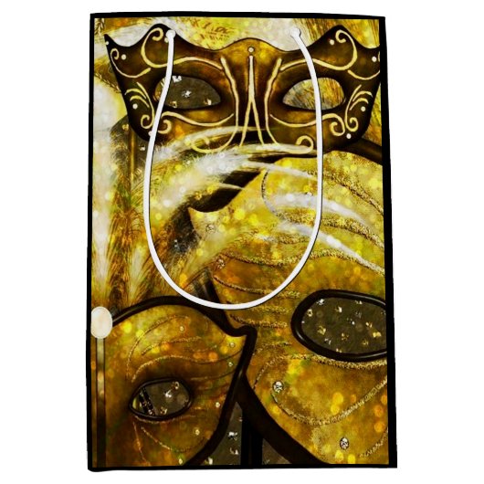 ゴールデンマルディグラスマスク抱き枕 ミディアムペーパーバッグ (正面)