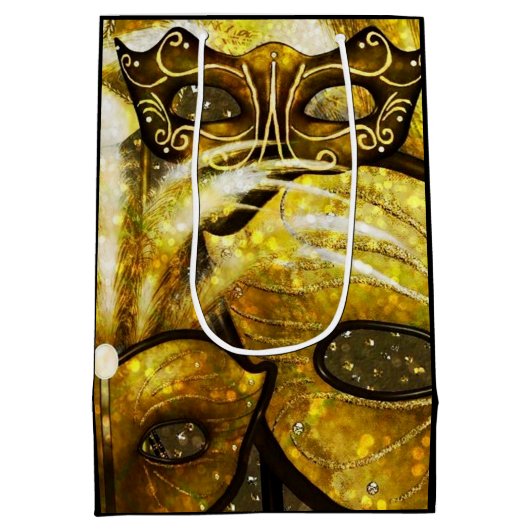 ゴールデンマルディグラスマスク抱き枕 ミディアムペーパーバッグ (裏面)