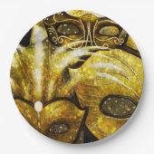 ゴールデンマルディグラスマスク紙プレート ペーパープレート (正面)