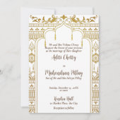 ゴールデンマンダップインディアンパターンデザイン 招待状 (正面)