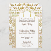 ゴールデンマンダップインディアンパターンデザイン 招待状 (正面/裏面)