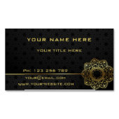 ゴールデンマンダラフラワー金ゴールド文字ブラックプロフェッショナル マグネット名刺 (正面)