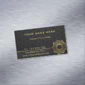 ゴールデンマンダラフラワー金ゴールド文字ブラックプロフェッショナル マグネット名刺 (インサイチュ)