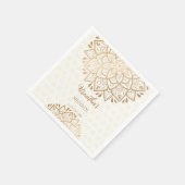 ゴールデンマンダラメーンディパーソナライズされた名 スタンダードカクテルナプキン (角)