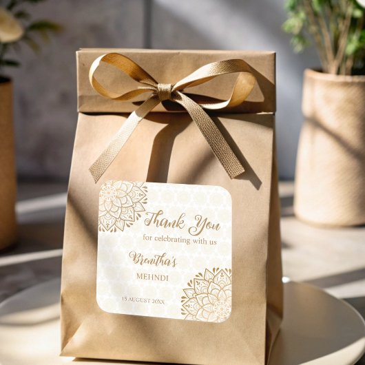 ゴールデンマンダラメーンディパーソナライズされた スクエアシール