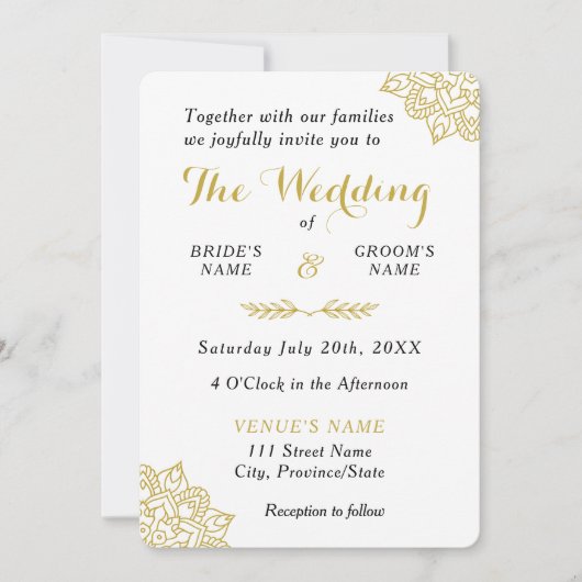 ゴールデンマンダラ結婚式招待状 招待状 (正面)