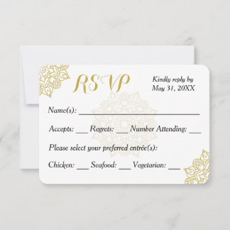 ゴールデンマンダラ結婚式招待状RSVPカード 出欠カード
