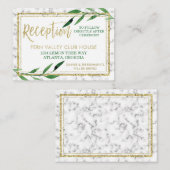 ゴールデンマーブルウェディングレセプションカード、緑 エンクロージャーカード (正面/裏面)