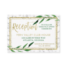 ゴールデンマーブルウェディングレセプションカード、緑