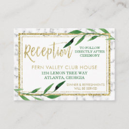 ゴールデンマーブルウェディングレセプションカード、緑 エンクロージャーカード