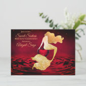 ゴールデンマーメイドと赤いハートスウィート16誕生日 招待状 (スタンド正面)