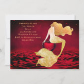 ゴールデンマーメイドと赤いハートスウィート16誕生日 招待状 (裏面)