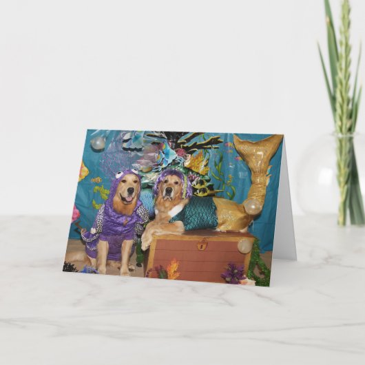 ゴールデンマーメイドアンドタコ誕生日 カード (正面)