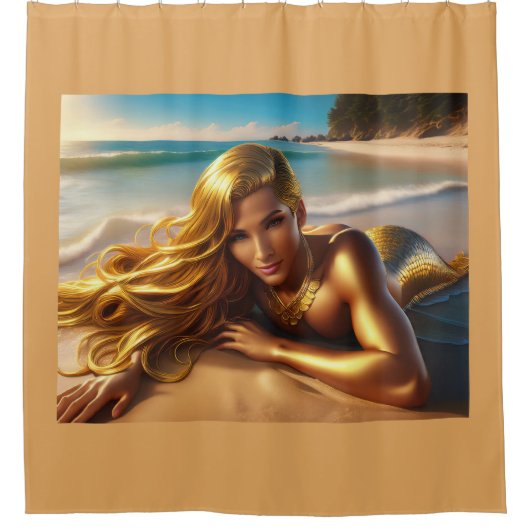 ゴールデンマーメイドビーチ シャワーカーテン (正面)